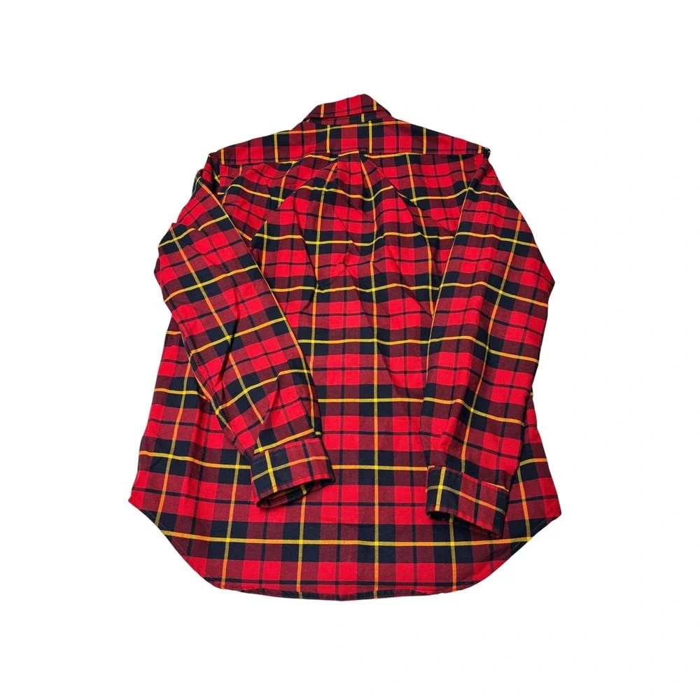 Polo Ralph Lauren Mens Classic Fit Red Navy Yellow Plaid Cotton Shirt Size M